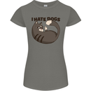 I Hate Dogs Funny Cat Lover Womens Petite Cut T-Shirt Charcoal