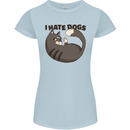 I Hate Dogs Funny Cat Lover Womens Petite Cut T-Shirt Light Blue
