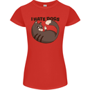 I Hate Dogs Funny Cat Lover Womens Petite Cut T-Shirt Red