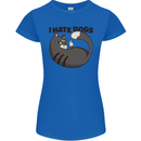 I Hate Dogs Funny Cat Lover Womens Petite Cut T-Shirt Royal Blue