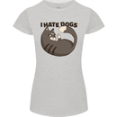 I Hate Dogs Funny Cat Lover Womens Petite Cut T-Shirt Sports Grey