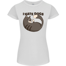 I Hate Dogs Funny Cat Lover Womens Petite Cut T-Shirt White