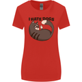 I Hate Dogs Funny Cat Lover Womens Wider Cut T-Shirt Red