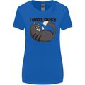 I Hate Dogs Funny Cat Lover Womens Wider Cut T-Shirt Royal Blue