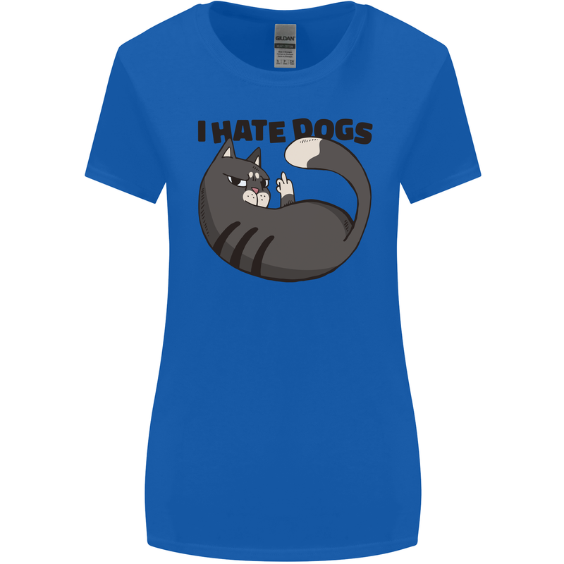 I Hate Dogs Funny Cat Lover Womens Wider Cut T-Shirt Royal Blue