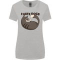 I Hate Dogs Funny Cat Lover Womens Wider Cut T-Shirt Sports Grey