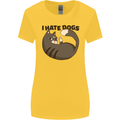 I Hate Dogs Funny Cat Lover Womens Wider Cut T-Shirt Yellow