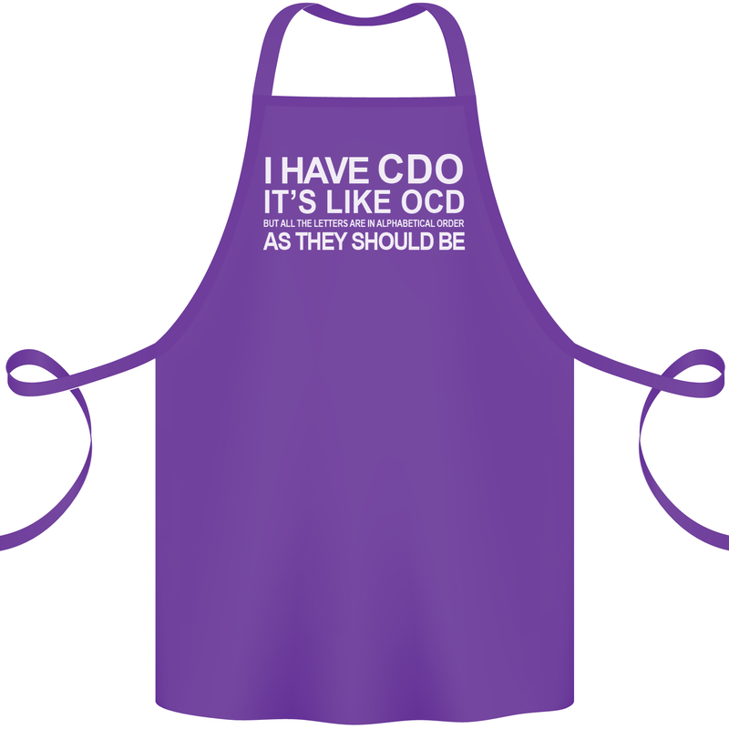 I Have OCD Funny Slogan Cotton Apron 100% Organic Purple