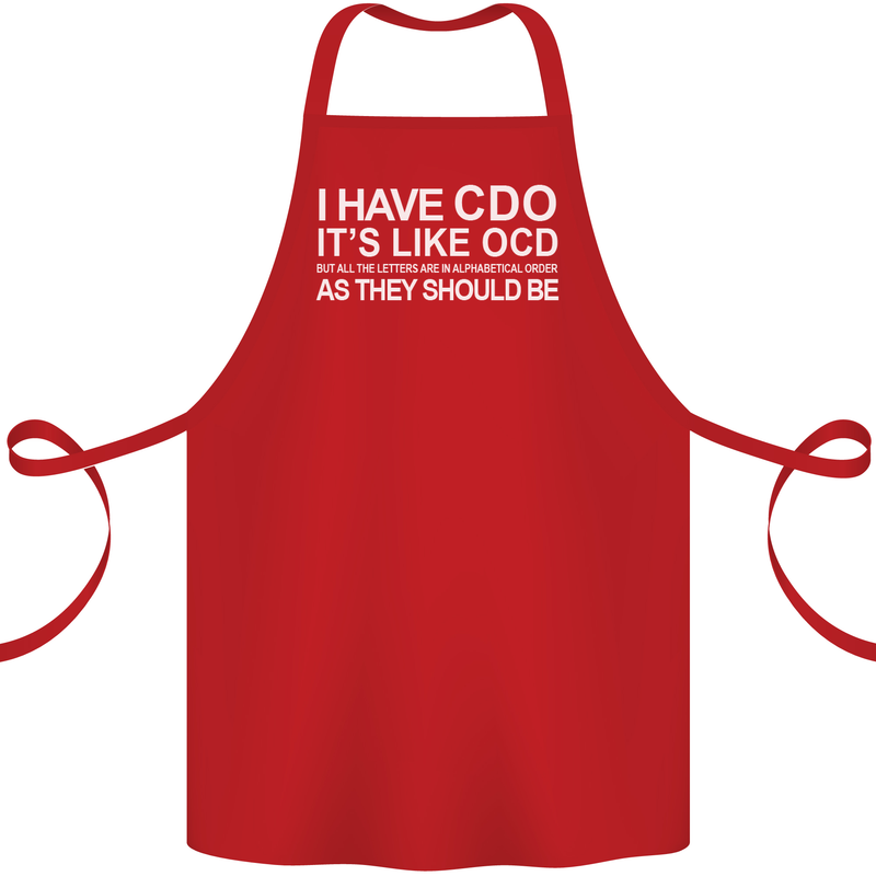 I Have OCD Funny Slogan Cotton Apron 100% Organic Red
