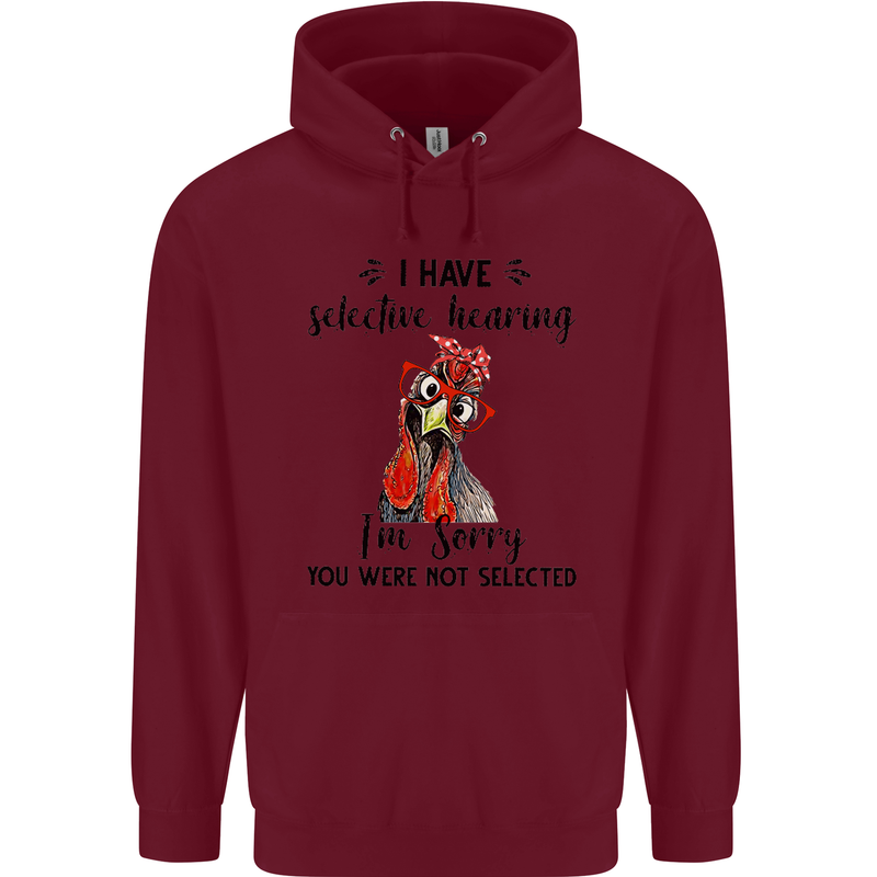 I Have Selective Hearing Sarcasm Slogan Childrens Kids Hoodie Maroon