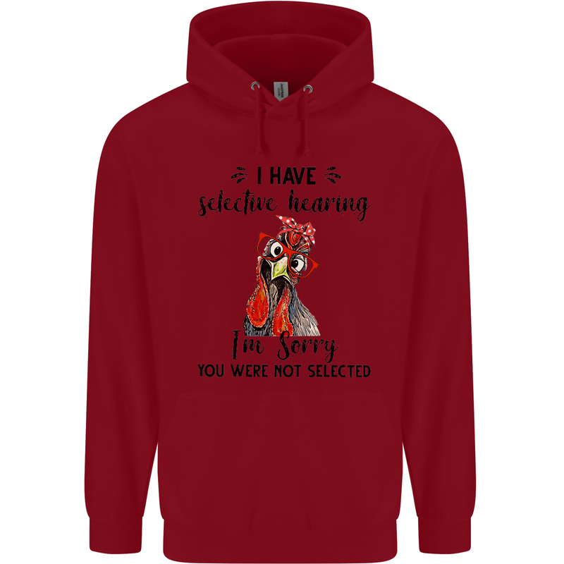 I Have Selective Hearing Sarcasm Slogan Childrens Kids Hoodie Red