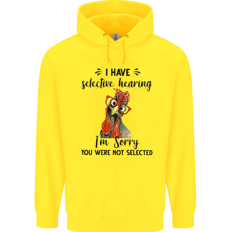 I Have Selective Hearing Sarcasm Slogan Childrens Kids Hoodie Yellow