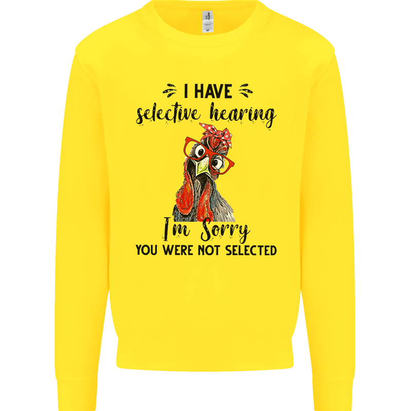 I Have Selective Hearing Sarcasm Slogan Kids Sweatshirt Jumper Yellow