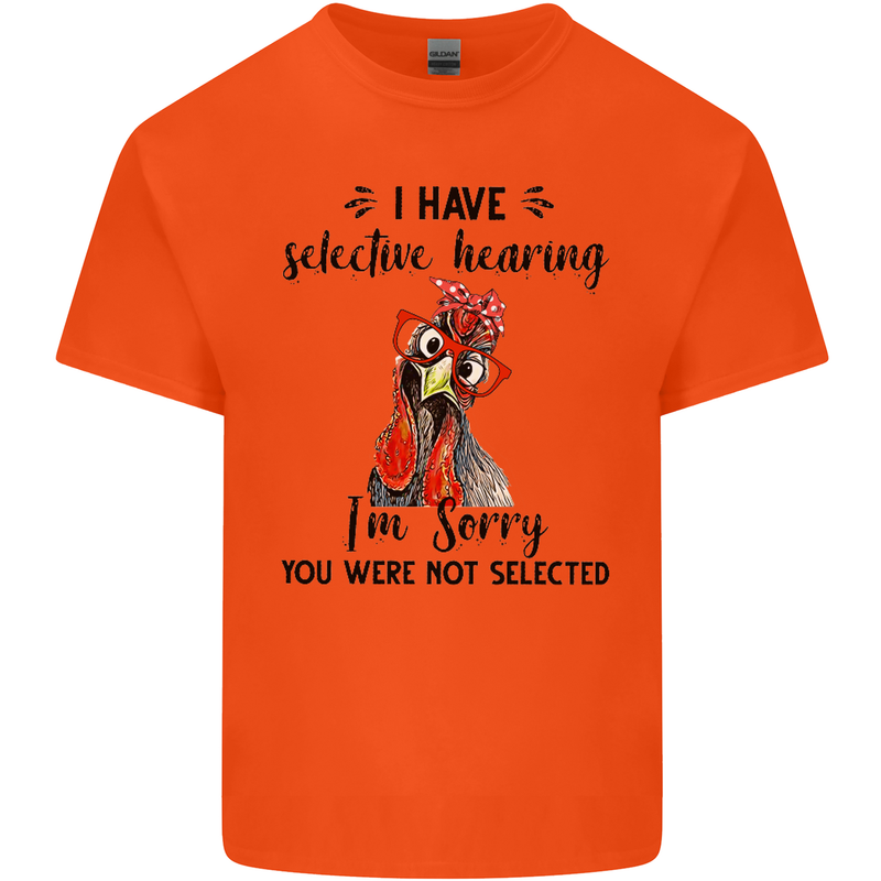 I Have Selective Hearing Sarcasm Slogan Kids T-Shirt Childrens Orange