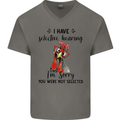 I Have Selective Hearing Sarcasm Slogan Mens V-Neck Cotton T-Shirt Charcoal