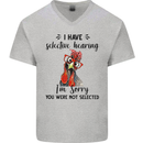 I Have Selective Hearing Sarcasm Slogan Mens V-Neck Cotton T-Shirt Sports Grey
