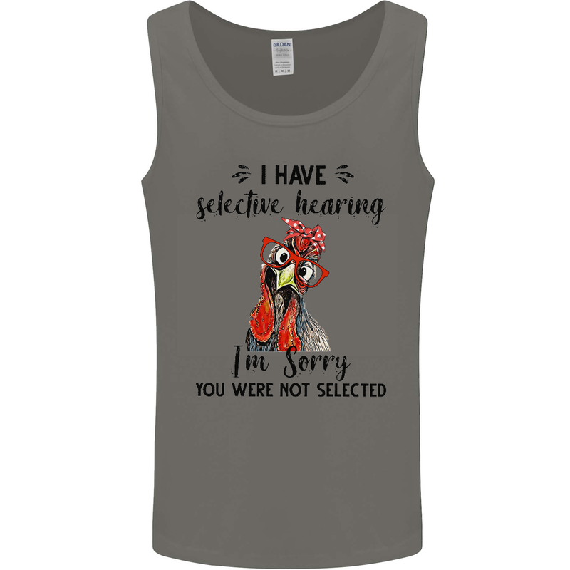 I Have Selective Hearing Sarcasm Slogan Mens Vest Tank Top Charcoal