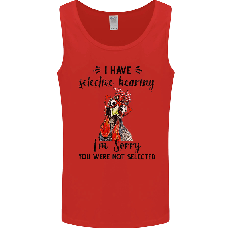 I Have Selective Hearing Sarcasm Slogan Mens Vest Tank Top Red