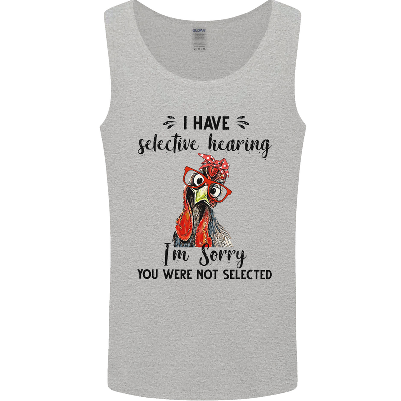 I Have Selective Hearing Sarcasm Slogan Mens Vest Tank Top Sports Grey