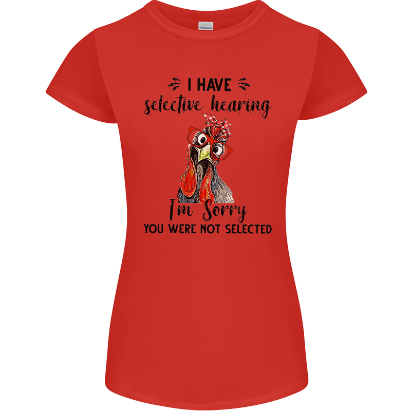 I Have Selective Hearing Sarcasm Slogan Womens Petite Cut T-Shirt Red