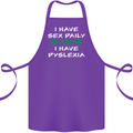 I Have Sex Daily Dyslexia Funny Slogan Cotton Apron 100% Organic Purple