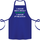 I Have Sex Daily Dyslexia Funny Slogan Cotton Apron 100% Organic Royal Blue