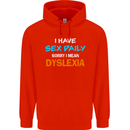 I Have Sex Daily Dyslexia Funny Slogan Mens 80% Cotton Hoodie Bright Red