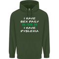 I Have Sex Daily Dyslexia Funny Slogan Mens 80% Cotton Hoodie Forest Green