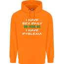 I Have Sex Daily Dyslexia Funny Slogan Mens 80% Cotton Hoodie Orange