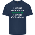 I Have Sex Daily Dyslexia Funny Slogan Mens Cotton T-Shirt Tee Top Navy Blue