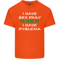 I Have Sex Daily Dyslexia Funny Slogan Mens Cotton T-Shirt Tee Top Orange