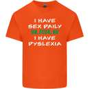 I Have Sex Daily Dyslexia Funny Slogan Mens Cotton T-Shirt Tee Top Orange
