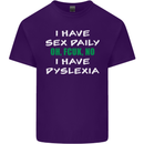 I Have Sex Daily Dyslexia Funny Slogan Mens Cotton T-Shirt Tee Top Purple