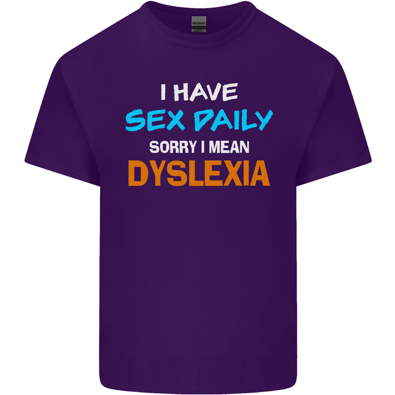I Have Sex Daily Dyslexia Funny Slogan Mens Cotton T-Shirt Tee Top Purple
