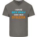 I Have Sex Daily Dyslexia Funny Slogan Mens V-Neck Cotton T-Shirt Charcoal
