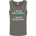 I Have Sex Daily Dyslexia Funny Slogan Mens Vest Tank Top Charcoal