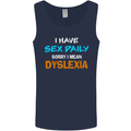 I Have Sex Daily Dyslexia Funny Slogan Mens Vest Tank Top Navy Blue