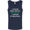 I Have Sex Daily Dyslexia Funny Slogan Mens Vest Tank Top Navy Blue