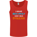 I Have Sex Daily Dyslexia Funny Slogan Mens Vest Tank Top Red