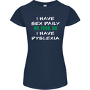 I Have Sex Daily Dyslexia Funny Slogan Womens Petite Cut T-Shirt Navy Blue