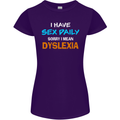 I Have Sex Daily Dyslexia Funny Slogan Womens Petite Cut T-Shirt Purple