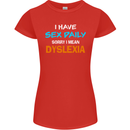 I Have Sex Daily Dyslexia Funny Slogan Womens Petite Cut T-Shirt Red