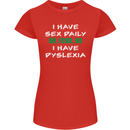 I Have Sex Daily Dyslexia Funny Slogan Womens Petite Cut T-Shirt Red