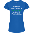 I Have Sex Daily Dyslexia Funny Slogan Womens Petite Cut T-Shirt Royal Blue