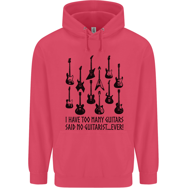 I Have Too Many Guitars Funny Guitarist Childrens Kids Hoodie Heliconia