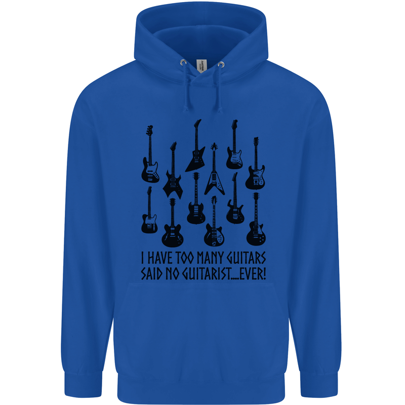 I Have Too Many Guitars Funny Guitarist Childrens Kids Hoodie Royal Blue