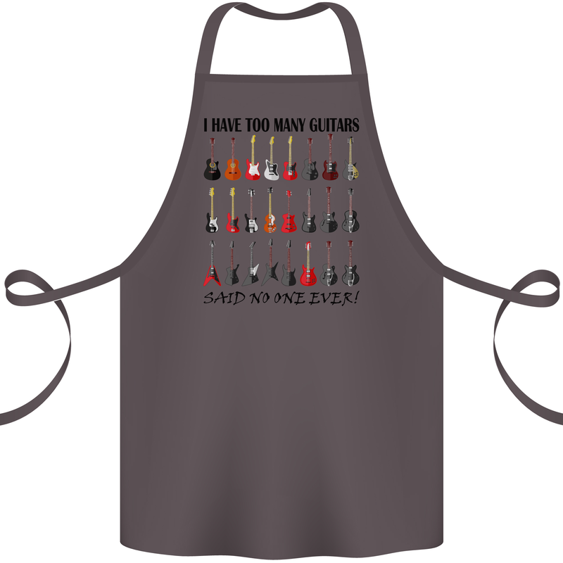 I Have Too Many Guitars Funny Guitarist Cotton Apron 100% Organic Dark Grey