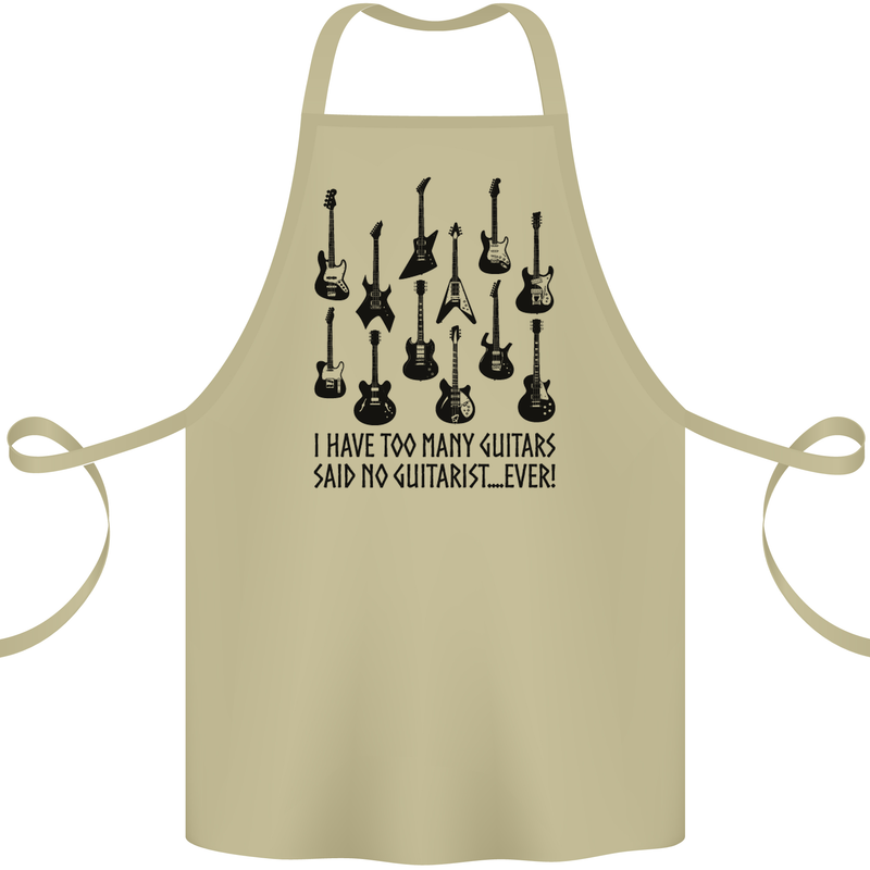 I Have Too Many Guitars Funny Guitarist Cotton Apron 100% Organic Khaki
