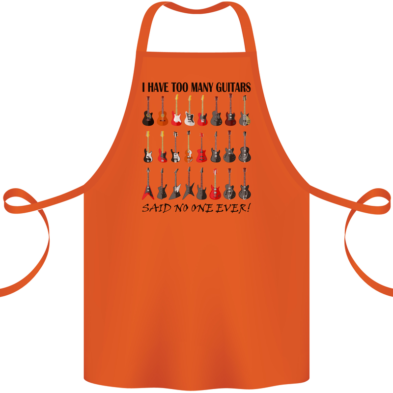 I Have Too Many Guitars Funny Guitarist Cotton Apron 100% Organic Orange