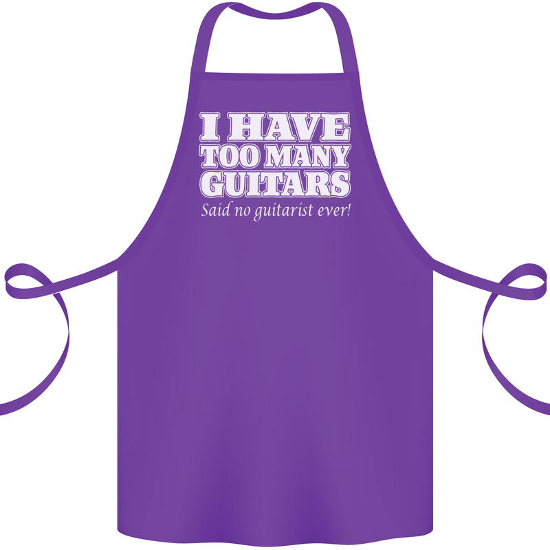I Have Too Many Guitars Funny Guitarist Cotton Apron 100% Organic Purple